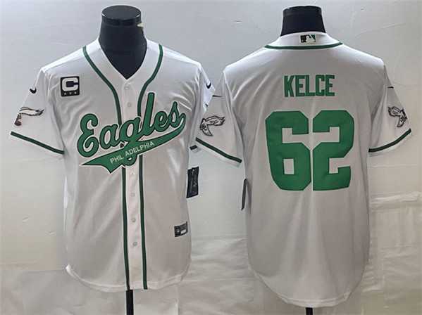 Men's Philadelphia Eagles #62 Jason Kelce White With C Patch Cool Base Stitched Baseball Jersey,We sell and wholesale Men's Philadelphia Eagles #62 Jason Kelce White With C Patch Cool Base Stitched Baseball Jersey on line form chian!